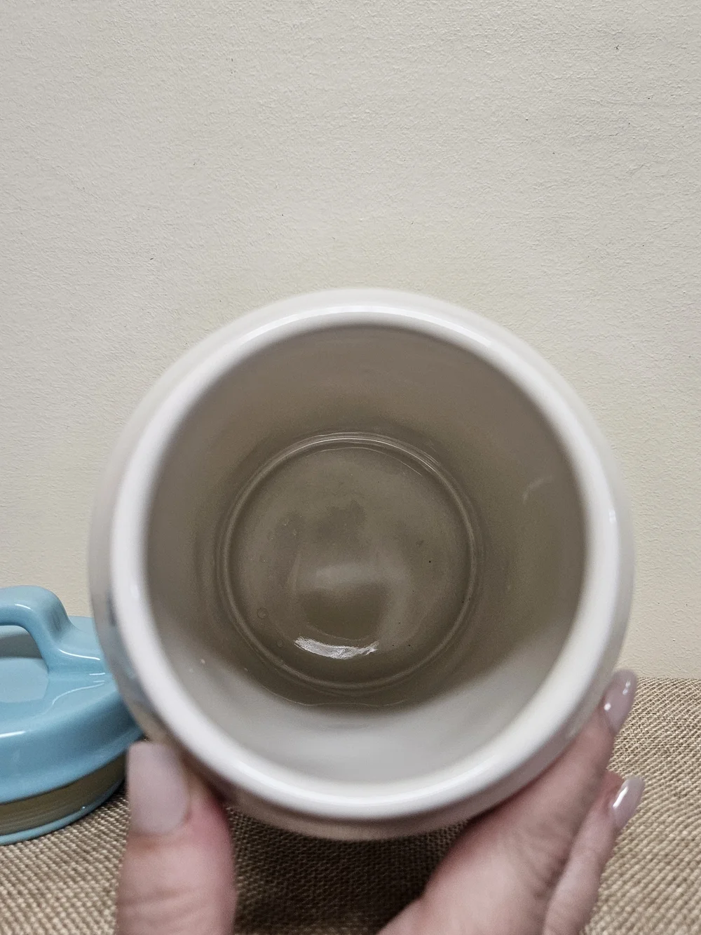 Rae Dunn Ceramic Canister with Light Blue Lid